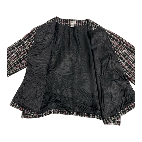 Chico's Tweed Fringe Blazer, Black Lining, with Two Front Pockets - Picture 9 of 12